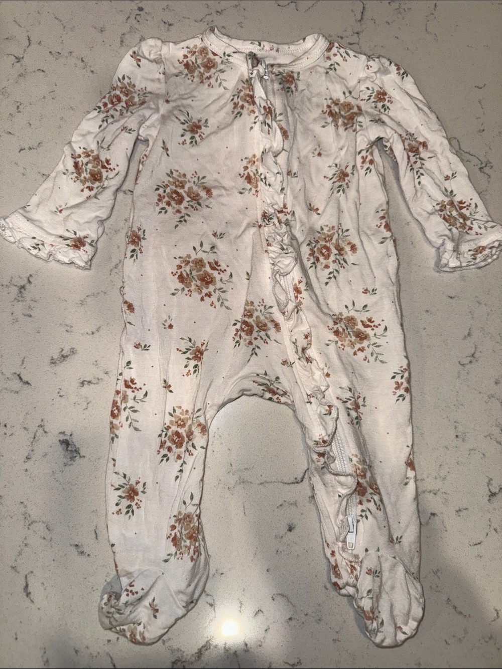Little Me White Footed Pajama with Floral Print